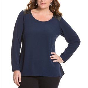 Lane Bryant Faux Leather Shoulders Tunic